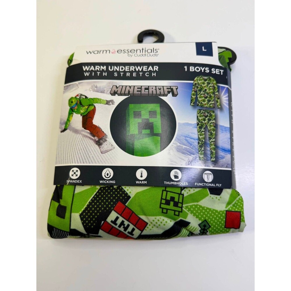 Minecraft Warm Essentials by Cuddl Duds Boys Thermal Underwear Set (L 10/12)